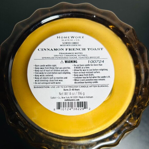 Homeworx by Slatkin Cinnamon French Toast Faceted Glass 3-Wick Candle 14oz - Picture 4 of 4